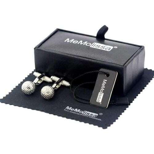 MeMolissa Display Box Cufflinks Ball Cuff link Plot Design High Quality Men Business Shirt Cufflink Free Tag & Wipe Cloth