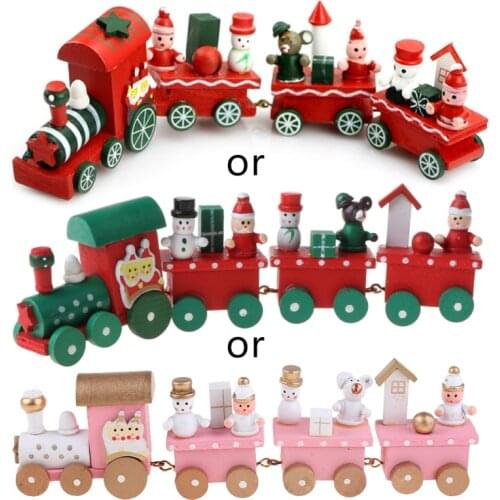 Charming Cute 4 Piece Wooden Christmas Santa Tree Train Ornament Decor Gift New