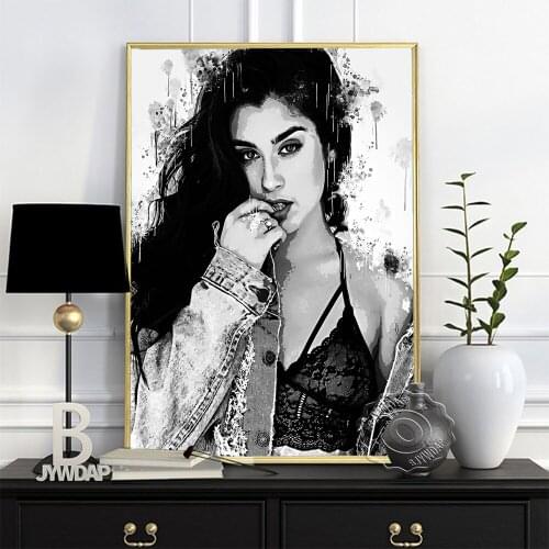 Long Hair Goddess Black White Poster, Lauren Jauregui Fans Collect Art Prints, Minimalism American Singer Sketch Wall Home Decor