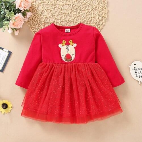 Ma&Baby 9M-4Y Toddler Kid Infant Baby Girls Dress Christmas Red Deer Tulle Tutu Dresses For Girls Xmas Clothing Outfits
