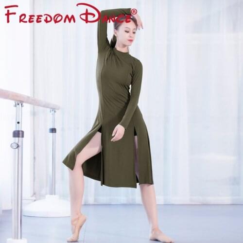 Women Latin Dance Dress Sexy Double Side High Slit Hem High Quality Modal Exercise Dress Belly Dance Costume Gypsy Skirt Girls