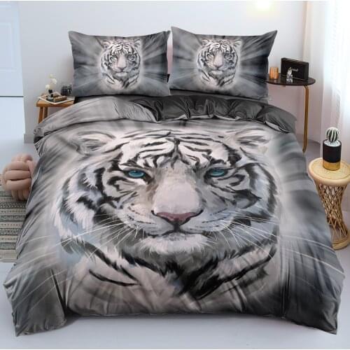 3D Black Animal Custom Duvet Covers Quilt Covers Pillow Covers Sets Full King Queen Double Full Twin Size Tiger Home Textile