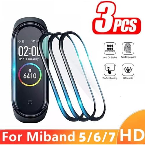 3PCS Full Curved Film on Mi Band 5 6 Screen Protector Soft Smart Wristband Film for Xiaomi Mi Band 4 Miband6 MiBand5 Not Glass