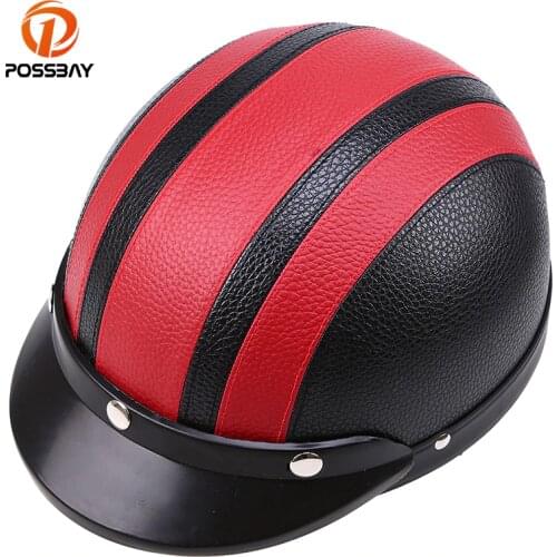 POSSBAY Motorcycle Helmets Vintage Scooter Half Open Face Motorbike Helmets Casco Moto Visor UV Goggles Men Helmets