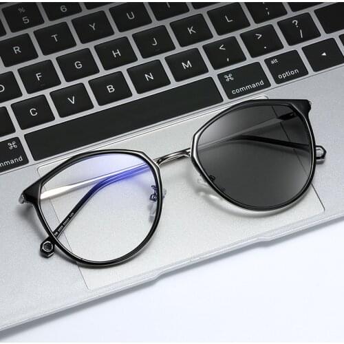 Luxury Big Polygon Transition Eyeglasses Photochromic Eyewear Anti Blue Ray Fashion TR90 Glaaes Without Diopter Ultralight