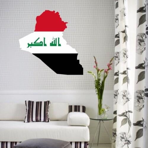 Flag Map of Iraq Wall Vinyl Sticker Custom Home Decor Living Room Sofa Background Wedding PVC Wallpaper Fashion Design