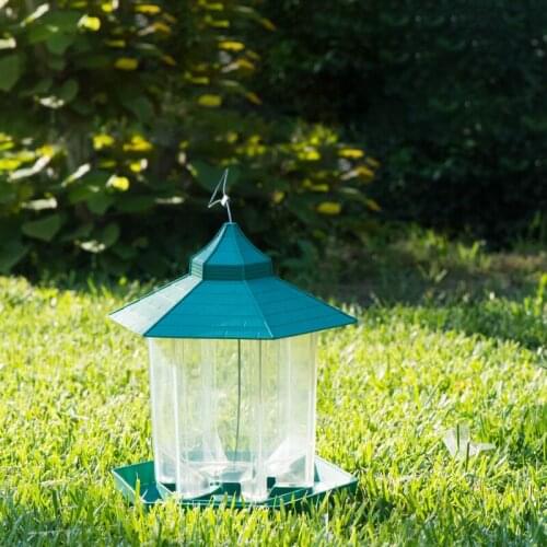 Green Pavilion Bird Feeder Plastic Hanging Bird Food Container Outdoor Waterproof Bird Feeder Pet Supplies Garden Decoration