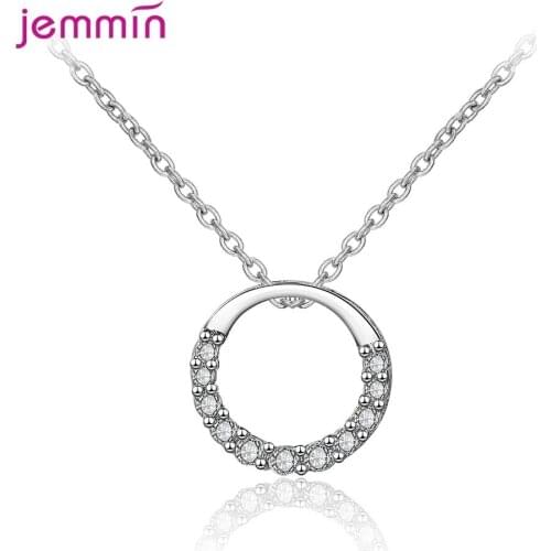 New 2021 Arrivals Women 925 Sterling Silver Cubic Zircon Round Necklace Pendant for Girl Birthday Gift Jewelry Bijoux