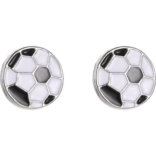 World Cup White & Black Grid Football Special Designed Stud Earrings For Women