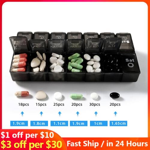 1/2 pack 7 days weekly pill case 28 grids medicine tablte dispenser organizer pill box pill storage organizer container