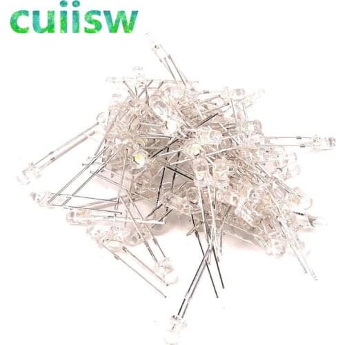 100pcs White LED 3MM White light-emitting diode White turn White