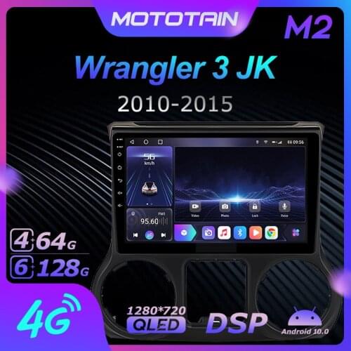 1280*720 Android 10.0 Mototain Car Multimedia Auto Radio for Jeep Wrangler 3 JK 2010 2012 2015 2016 2017 4G LTE Audio GPS Player