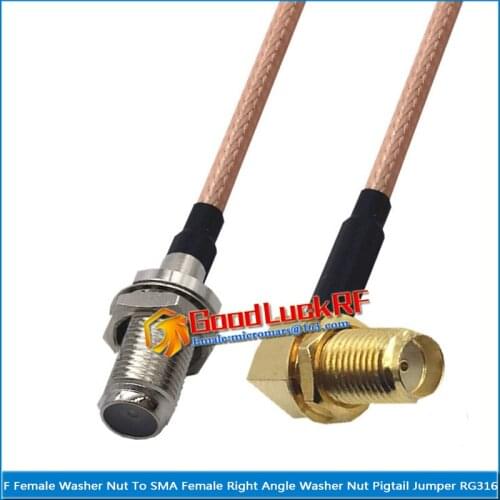 1X Pcs F Female Washer O-ring Bulkhead Mount Nut to SMA Female 90 Degree Washer O-ring Nut Coaxial Pigtail Jumper RG316 Cable