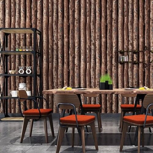 Retro 3d Wallpaper Wood Grain Striped Tree Pattern Wallpaper Hairdressing Clothing Store Cafe Restaurant Background Wall Decor