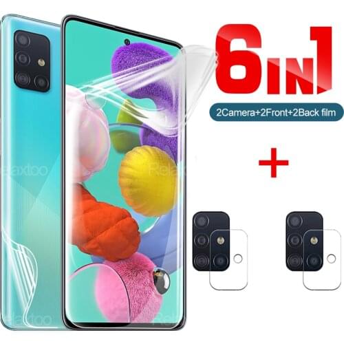 6 in 1 Front+Back Hydrogel Film Not Glass For Samsung Galaxy A51 A a 51 Soft Water Gel Film Screen Protective Camera Lens Glass