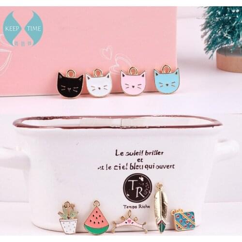 DIY accessories, accessories, alloy, small fresh watermelon, crown cat, leaf ear Necklace Pendant pendant