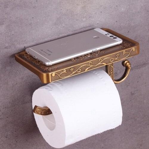 Antique Brass Toilet Paper Holder Bathroom Mobile Holder Toilet Tssue Paper Roll Holder Bathroom Storage Rack Accessory