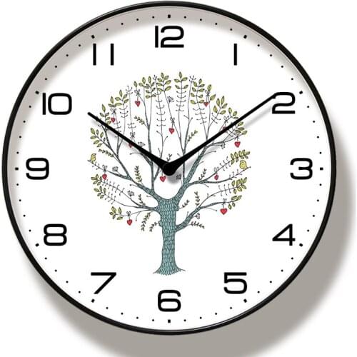 Bird And Tree Printed Clocks 3D Wall Clock Giraffe Minimalist Home Nordic Art Wall Clock Quartz Movement Metal home Decoration