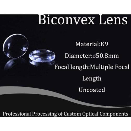 D50.8mm double convex lens focusing and condensing high precision optical glass K9 material