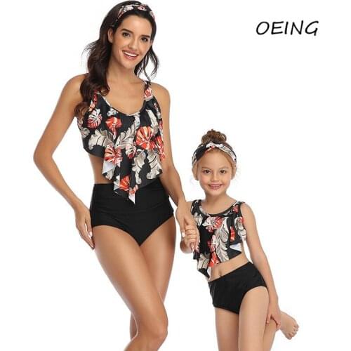 Parent-child Outfit 2 Peice Set Women 2021 Bathing Suit Women Floral High Waisted Swimsuit Sexy Bikini