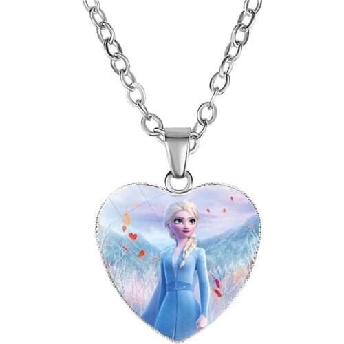 Disney princess Childrens cartoon Frozen Elsa necklace Accessory Pendant Girl Necklace Accessory birthday gift