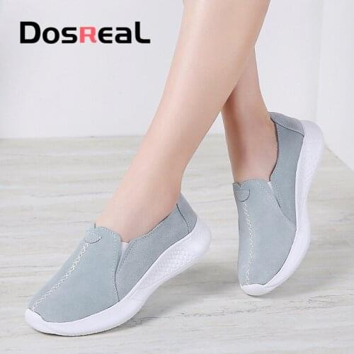Dosreal Women Flats Shoes Cow Suede Leather Loafers Shoes Comfort Fashion Sneakers Shoes For Females Casual Shoes Slip on Flats