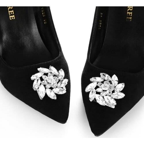 IngeSight.Z Elegant Crystal Flower Clip Charm Rhinestone Geometric Anklet for Women Jewelry High Heels Accessories
