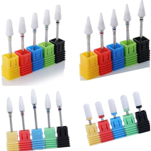 Ceramic Nail Drill Bit Milling Cutter for Electric Manicure Drill Bits Flame Corn Files for Pedicure Machine Polish Accessory