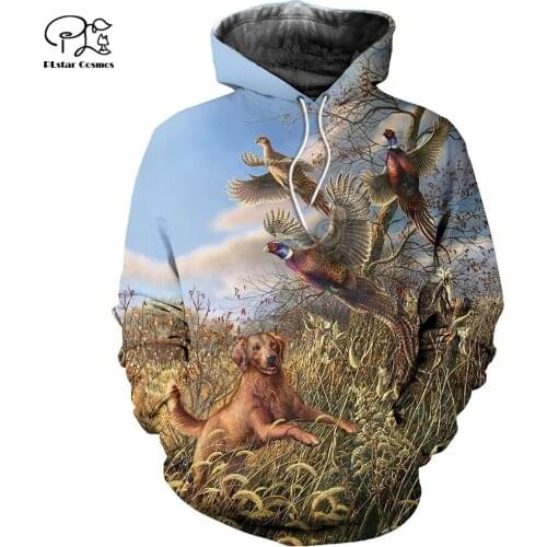 PLstar Cosmos Camo Animal Hunter Dog Pheasant Duck Hunting Tattoo 3DPrint Men/Women Streetwear Harajuku Jacket Funny Hoodies A14