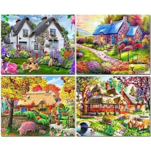 GATYZTORY Painting By Numbers Landscape Drawing On Canvas Farm Rural Oil Painting DIY Kits Home Decor Framed