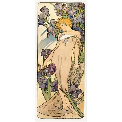 Lovely Iris by Alphonse Mucha paintings For sale Home Decor Hand painted High quality