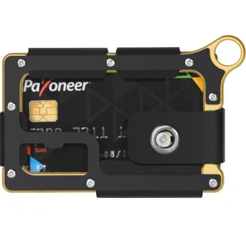 Multifunctional Minimalist Wallet With Adjustable Snap Heavy Metal Card Wallet Genuine Leather Bank Credit Cards Keeper