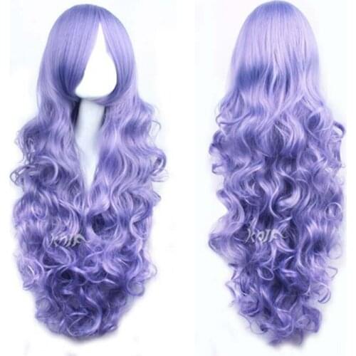 The Cat !COS Cartoon Wig DAIDOUJI TOMOYO Tim Burtons Corpse Bride Hair purple curls 80CM Fantasia Sango 4 purple wig