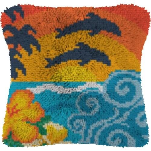 Latch Hook kits Pillow Animal dolphin Diy Handmade Printed Canvas Cushion Latch Hook Kits DIY Unfinished accessories