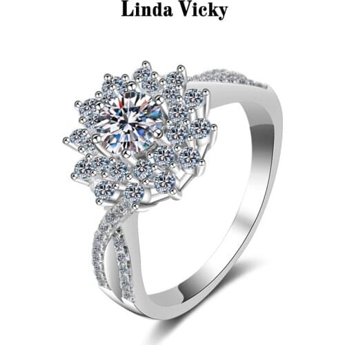 LINDA VICKY Fine Moissanite Silver Rings Girl Fashion Jewelry Romantic Valentines Day Gift Test Pass Diamond Engagement Ring