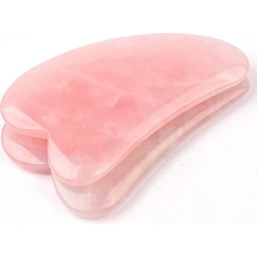 2 Pieces Natural Rose Quartz Gua Sha Body Scraper Massage Tool Face Back Foot Gua Sha Massager