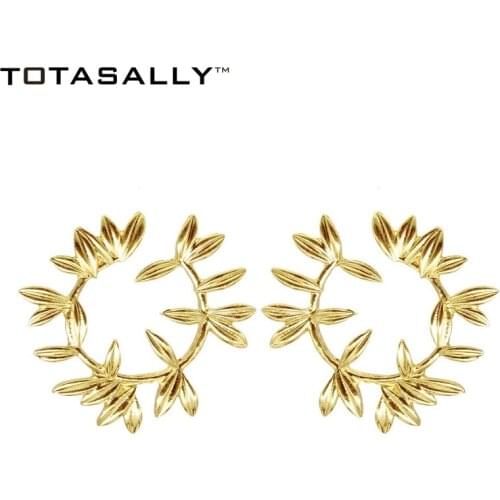 TOTASALLY Fashion Simple vintage Designs golden olive branch stud Earrings Womens Irregular shape party show Earrings Jewelry