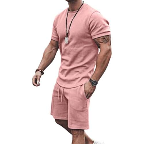 Fashion Mens Casual Cotton Short-sleeved Shirt Shorts 2-piece Suit 2021 Summer Mens Suit Cotton Fabric Casual Sportswear Slims