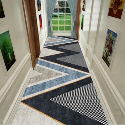 Nordic Geometry Corridor Carpet Home Doorway Hallway Rug Bedroom Decor Bedside Mat Soft Anti-slip Balcony Aisle Area Rug Living