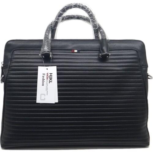 New Style Male Genuine Leather Handbag Zipper Black High Quality Briefcase Free Shipping