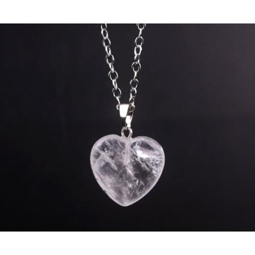 Wholesale Assorted Fashion 50pcs Mixed Clear Quartz Natural Stone Charms Necklaces 20mm Heart Pendants For Jewelry Making Free