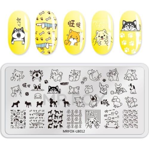 Nail Stamping Plates 12.5*6.5cm FlowerCute Animal Dog Cute Unicorn Feather Patterns For Manicure Nail Polish Stencils For Nails