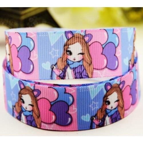 22mm 25mm 38mm 75mm Girl Cartoon printed Grosgrain Ribbon party decoration 10 Yards X-03462