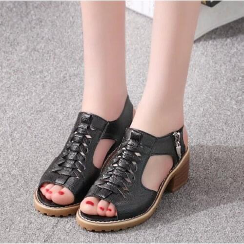 2020 Summer Shoes Women Sandals Fashion Woman Square Heels Sandals Ladies Shoes Womens High Heels Sandals