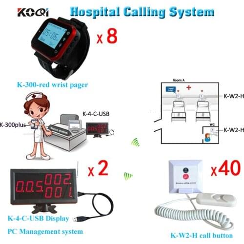 Nurse Wireless Calling Software Display & Wrist Watch Pager And Bed Patients Button Paging System Free Shipping