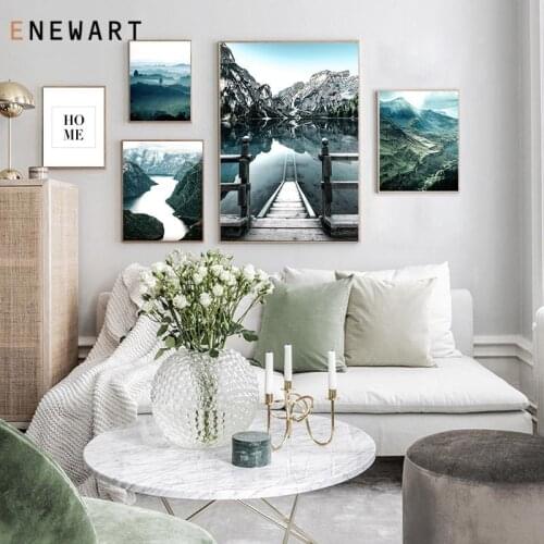 Scandinavian Nature Landscape Poster Print Dolomites Lake Wall Art for Living Room Canvas Painting Nordic Decoration Picture