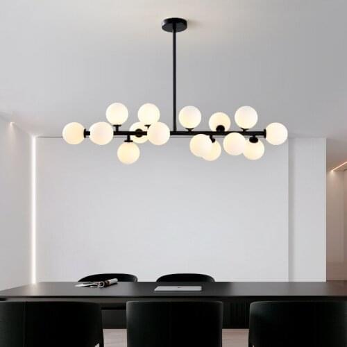 Modern Suspension Chandelies Led Glass Ball Gold Industrial Black Metal Lamps Living Dining Room Hall Home Decor Indoor Lighting