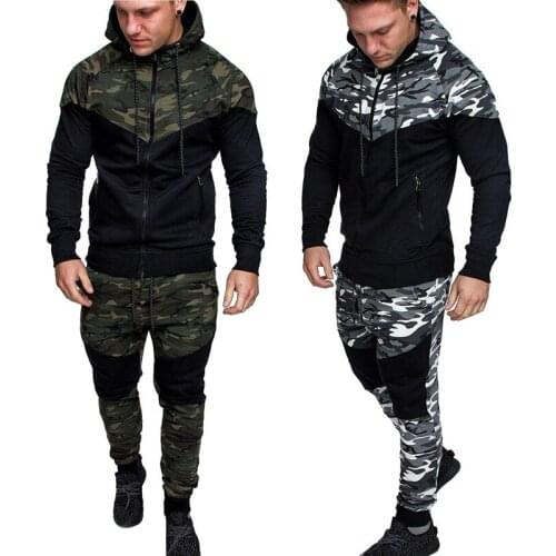 Tracksuit men spring autumn fashion Camouflage tracksuit casual 2 Pieces Sets Mens jacket+pants mens sportswear sports suit