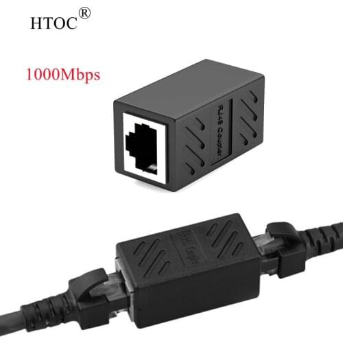 HTOC RJ45 Connector Extender For Cat 7 6 5e Female to Female Ethernet Adapter 8P8C Lan Network Extension Cable