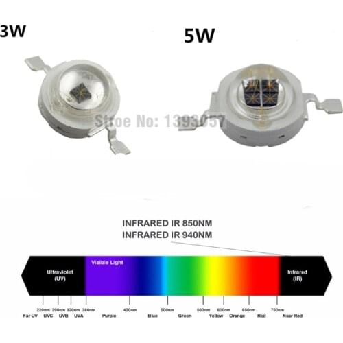 High Power LED Chip 850nm 940nm IR Infrared 3W 5W Emitter Light Bead COB 850 940 nm Night Vision CCTV Camera